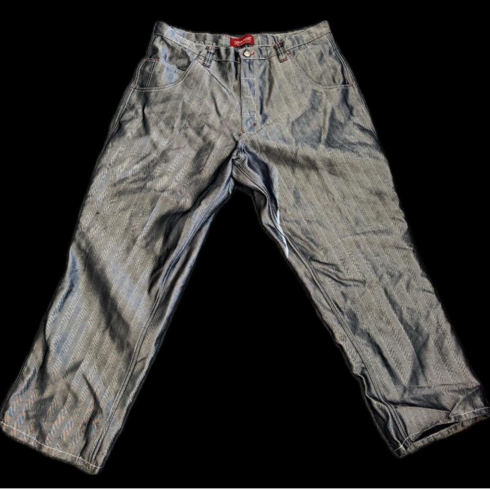 Spirit First / Denim First shiny silver metallic wide leg baggy jeans